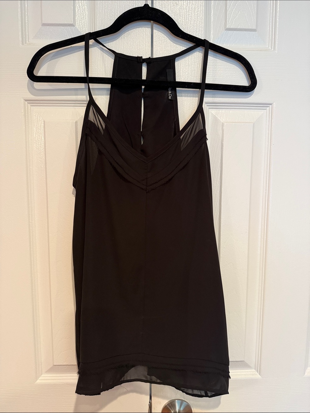 Black Sleeveless V-Neck Chiffon Layered Tank